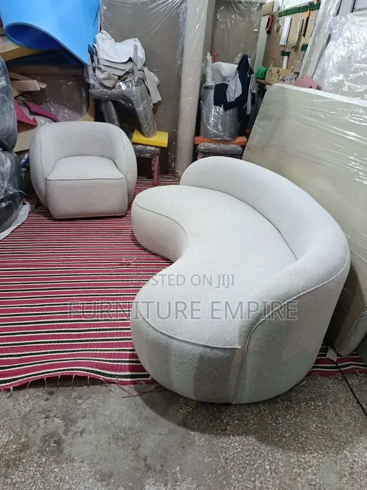 White Curved Sofa Set