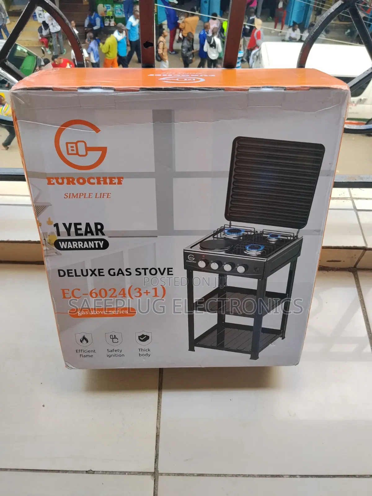 Eurochef 3 Gas + 1 Electric Standing Cooker With Shelves – Hot Deal