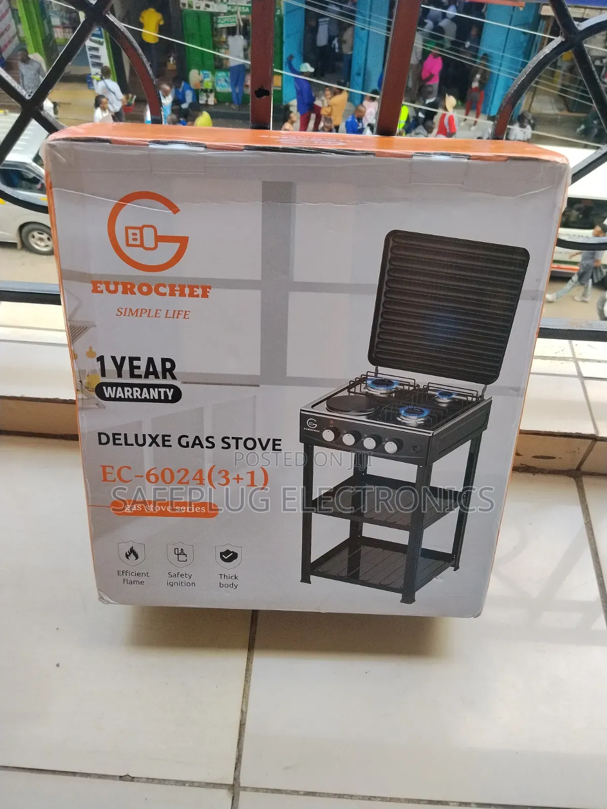 Eurochef 4 Burner Cooker (3 Gas + 1 Electric) With Oven Shelves –