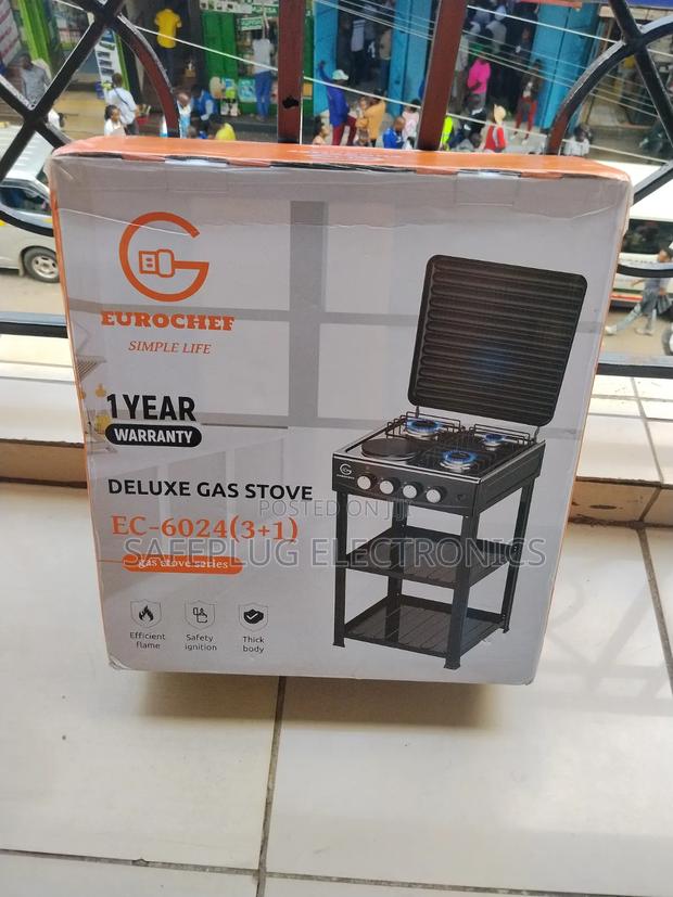Eurochef 4 Burner Cooker (3 Gas + 1 Electric) With Oven Shelves –