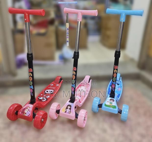 Colorful, Cartoon-Themed Deck With Three Wheels Scooter - main view