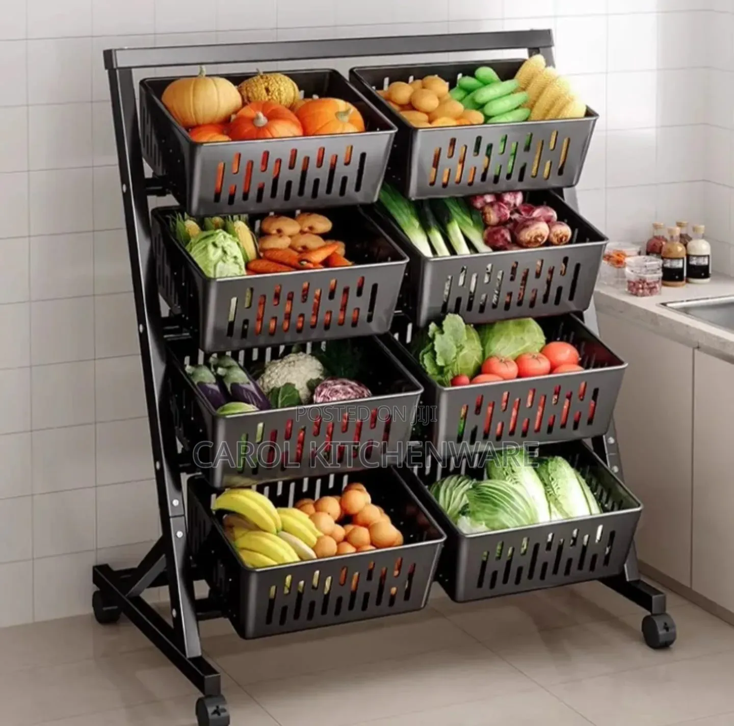 Double Multi Functional Steel Vegetable and Fruit Rack