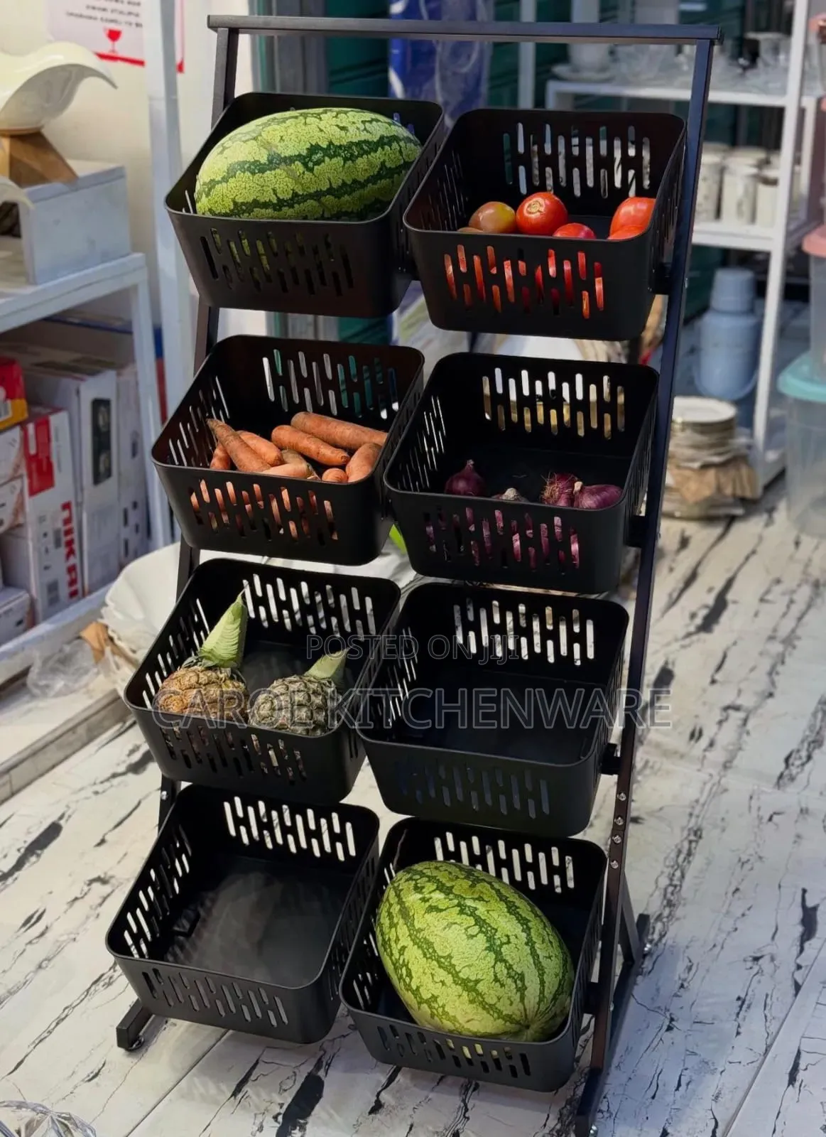 Double Multi Functional Steel Vegetable and Fruit Rack