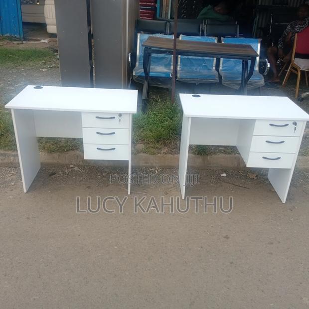 White Office Desk With Three Drawers