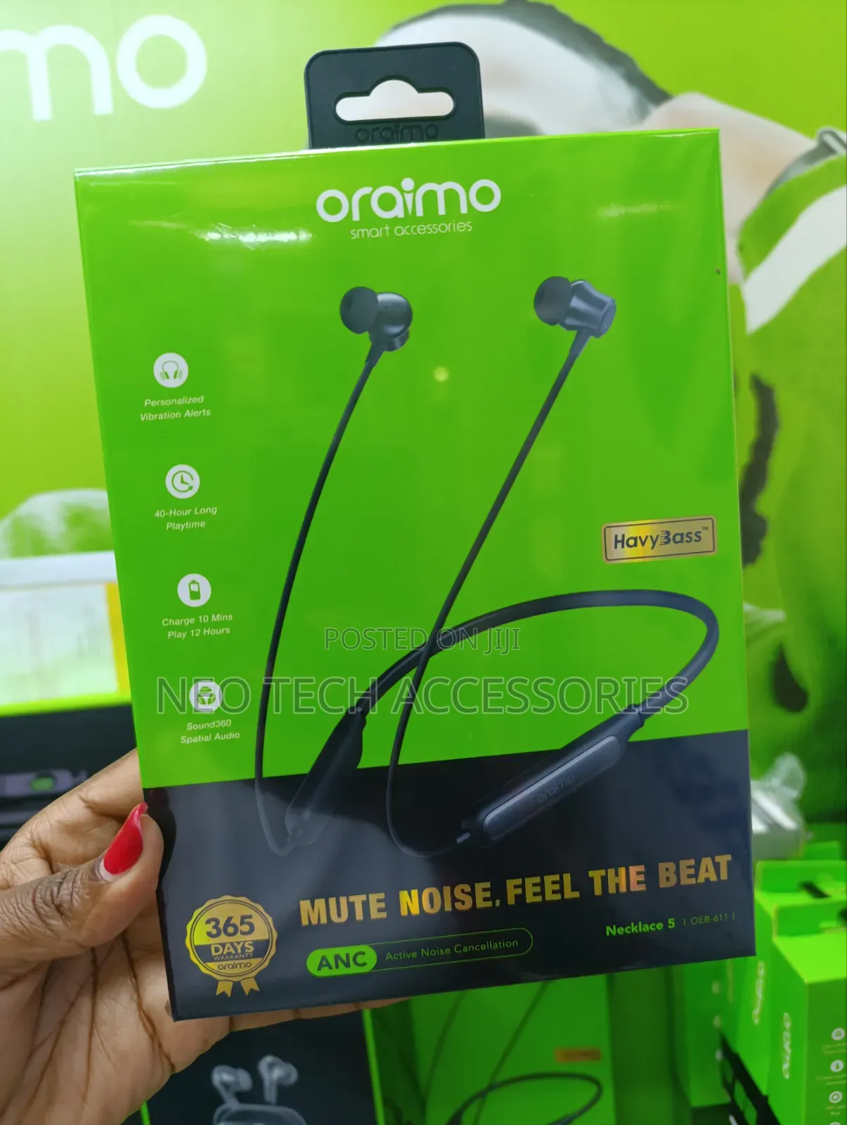 Oraimo Necklace 5 With 30db Noise Cancellation Call Vibration Alert