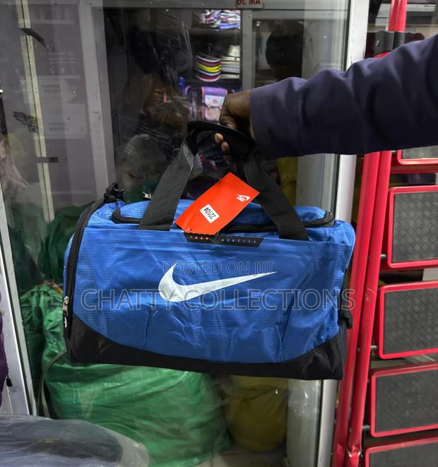 Blue and Black Unisex Nike Stylish Sports Duffle Bags / Gym Bags - main view