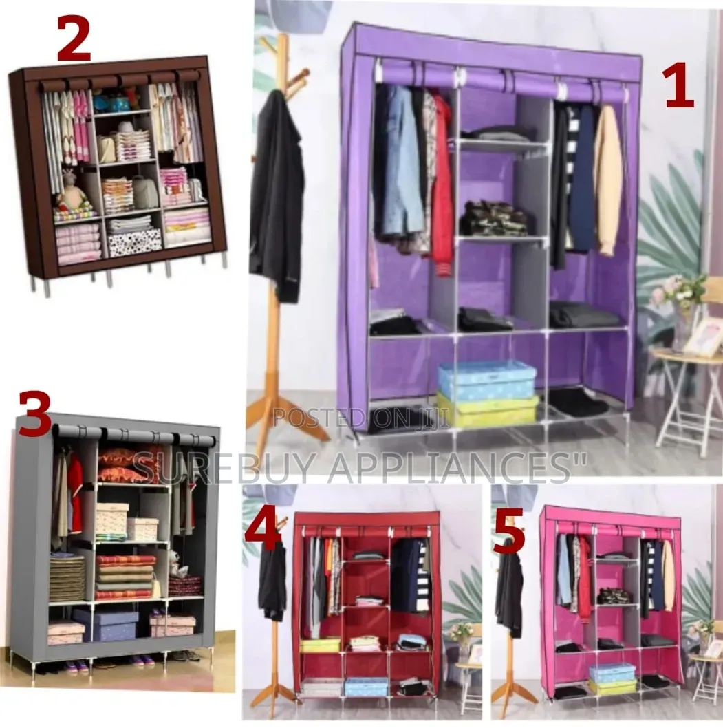 3 Column Metallic Frame Wardrobe Closet