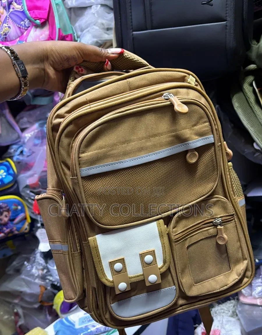 Unisex Brown Heavy Capacity School Bags School Backpacks Grade 1-6