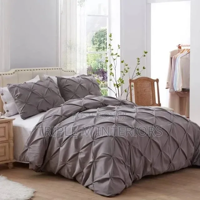 Luxury Cross Pintuck Pinch Pleat Duvet Cover Set