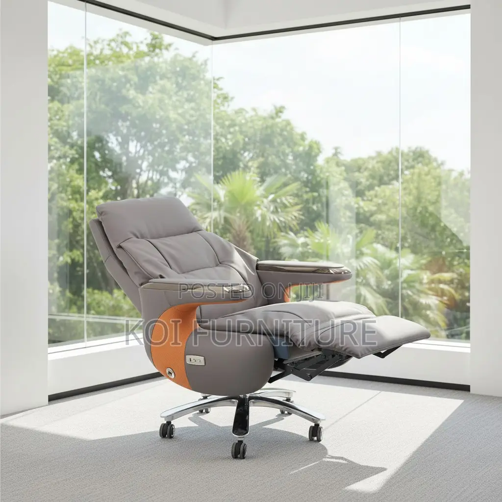 Office Chair; Executive Leather High Backrest Chair With Heavy Cushion