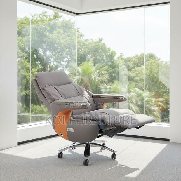 Office Chair; Executive Leather High Backrest Chair With Heavy Cushion