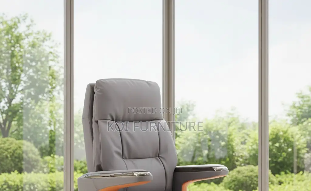 Office Chair; Executive Leather High Backrest Chair With Heavy Cushion