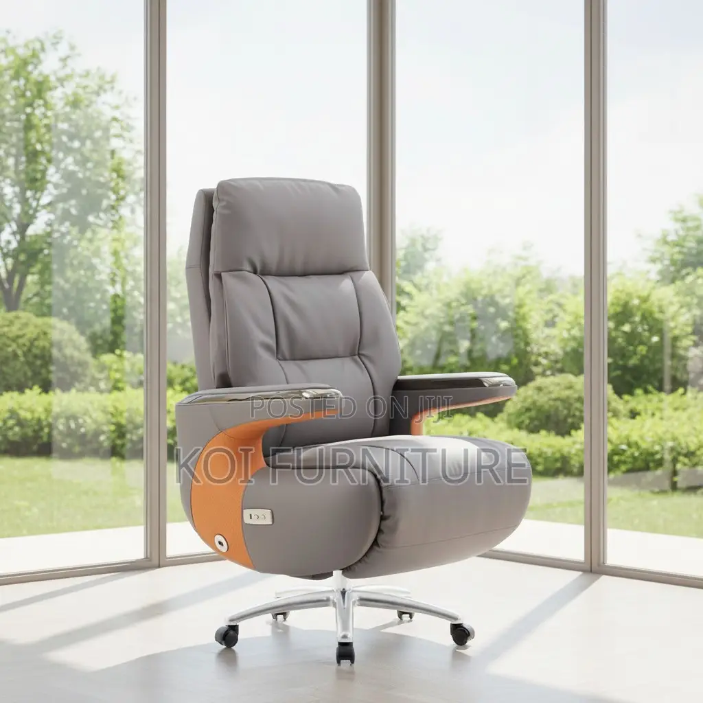 Office Chair; Executive Leather High Backrest Chair With Heavy Cushion