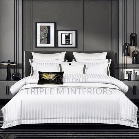 Luxury Cotton Satin Striped Duvet Set | Smooth Hotel Elegance