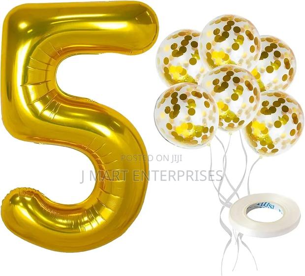 Number 5 Gold Foil Confetti Sets | 6 Gold Confetti