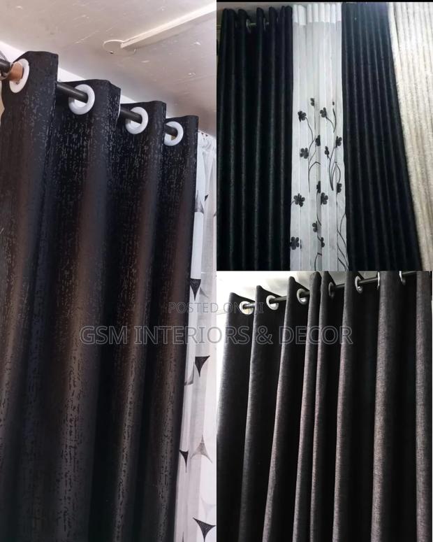 Black Curtains With Matching Sheers Per Meter - main view