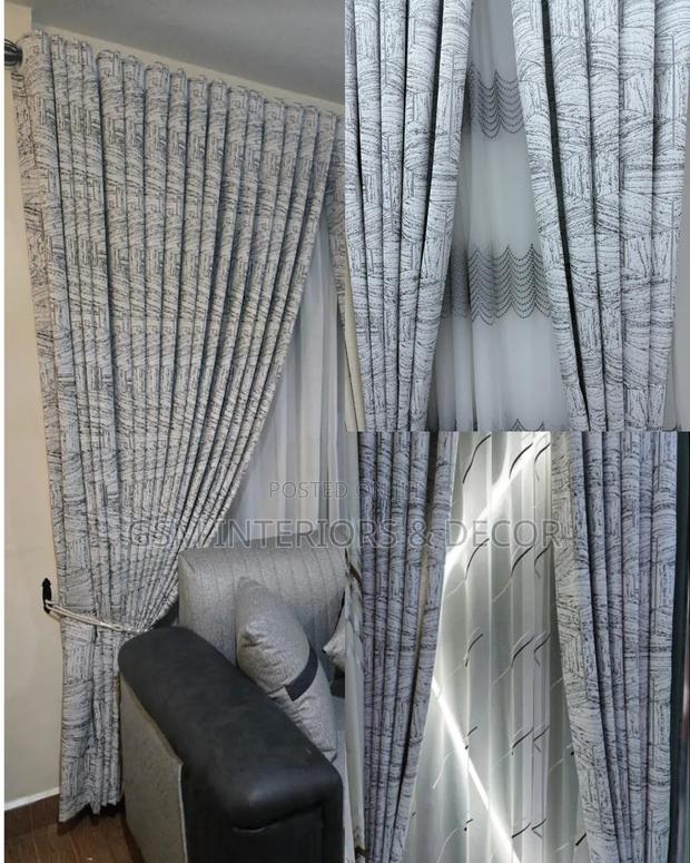 Black and White Curtains With Multiple Gathers - main view