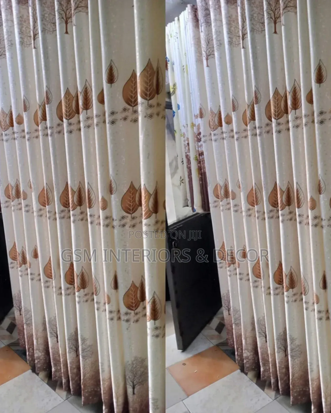 Brown Themed Curtains With Matching Sheers and Flowers