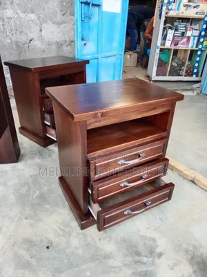 Triple Drawer Mahogany Side Tables (Walnut)