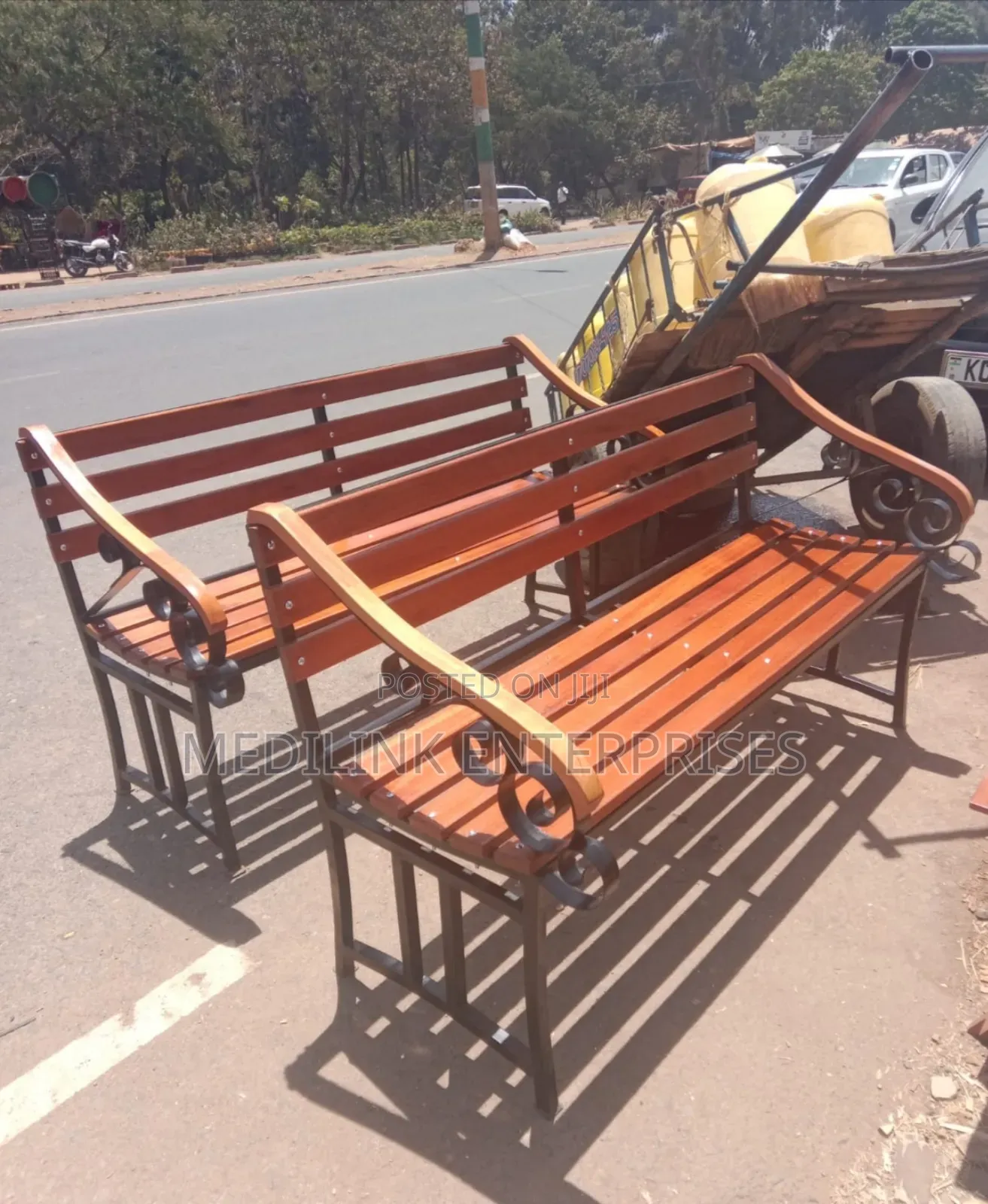 Pentay Wooden Metallic Outdoor Benches