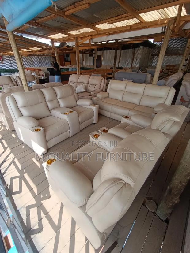 7-Seater Brown Semi Recliner Sofa -Strong and Comfortable - thumbnail 2