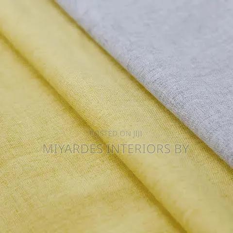 Mustard Grey Blended Curtains With White Sheers
