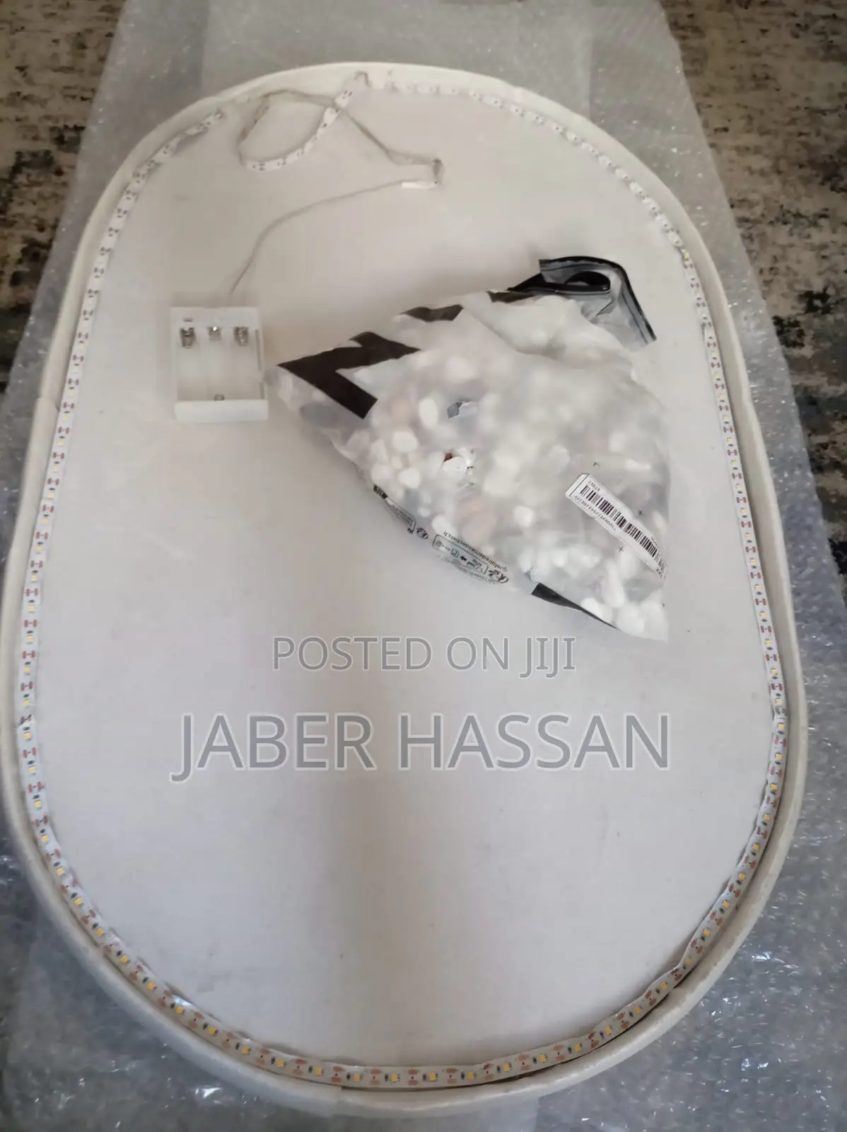 Oval Tray With Led and Stones