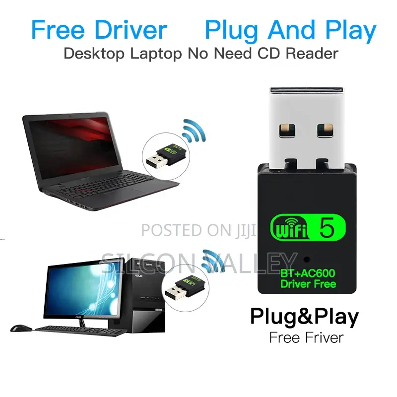 2in1 Usb Wifi +Bluetooth Adapter 600mbps Wireless Wifi Dongle