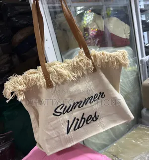Beige Summer Vibes Large Capacity Women Beach/ Market Bag With Zip