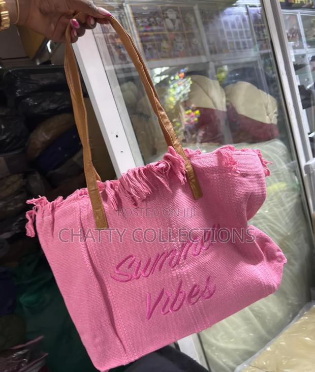 Pink Summer Vibes Large Capacity Women Beach/ Market Bag With Zip
