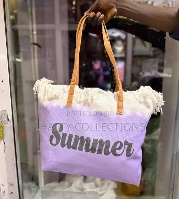 Purple Large Capacity Summer Bag With Zip and Leather Straps