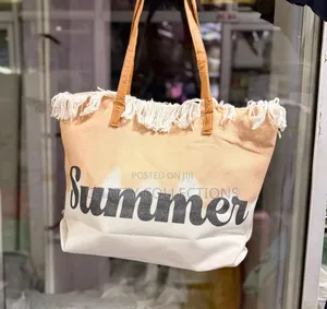 Orange Large Capacity Summer Bag With Zip and Leather Straps