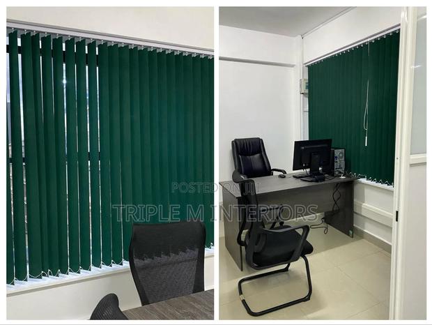 Rich Green Vertical Blinds for a Classy Workspace Look - main view