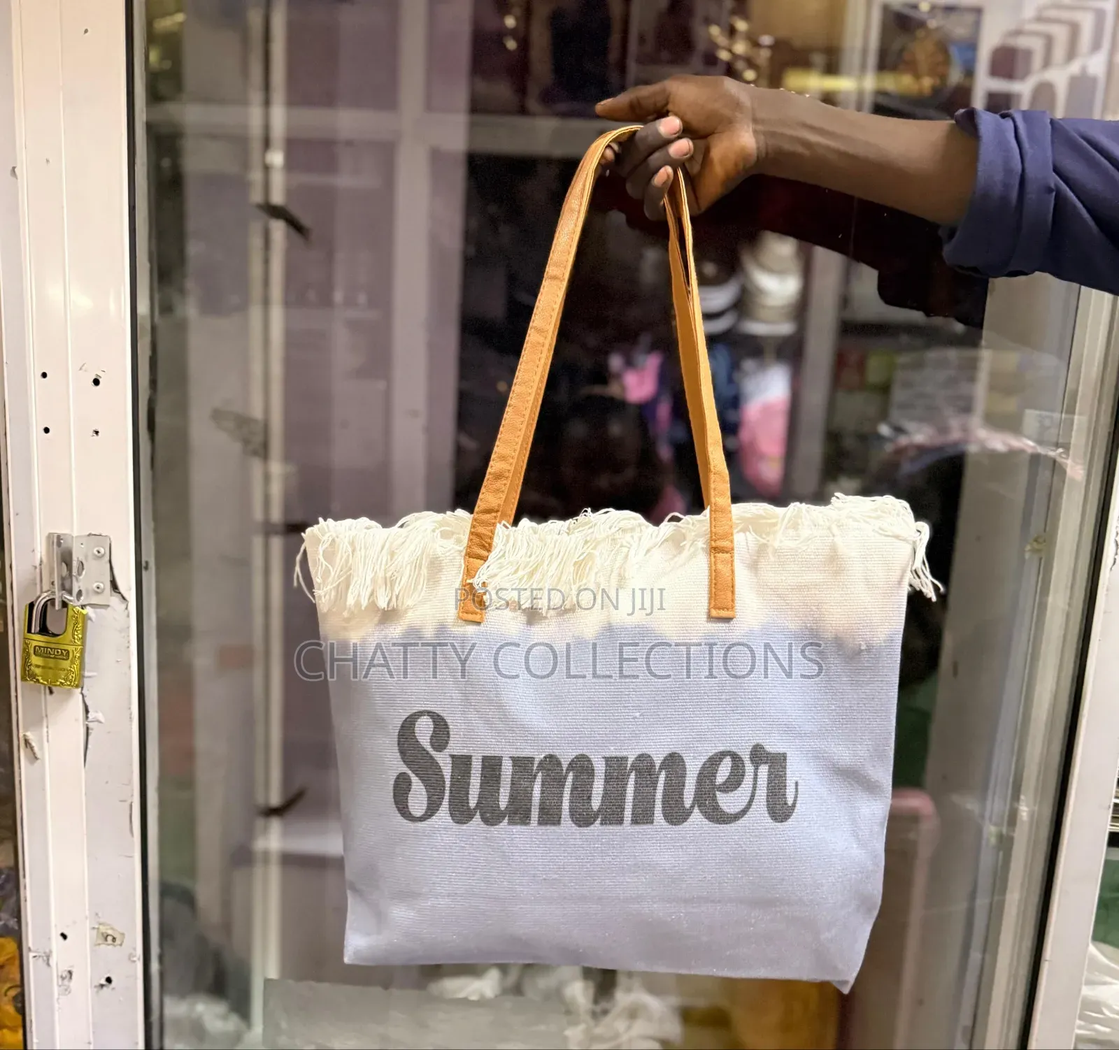 Gray Large Capacity Summer Bag With Zip and Leather Straps