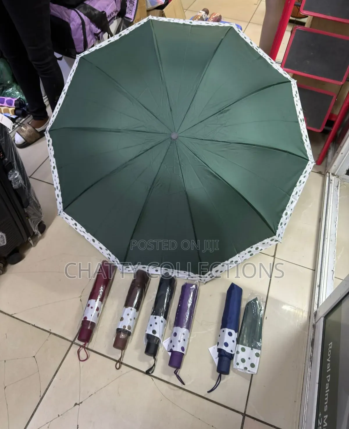 Dotted Adult Foldable Large Strong Umbrella With Press Opening
