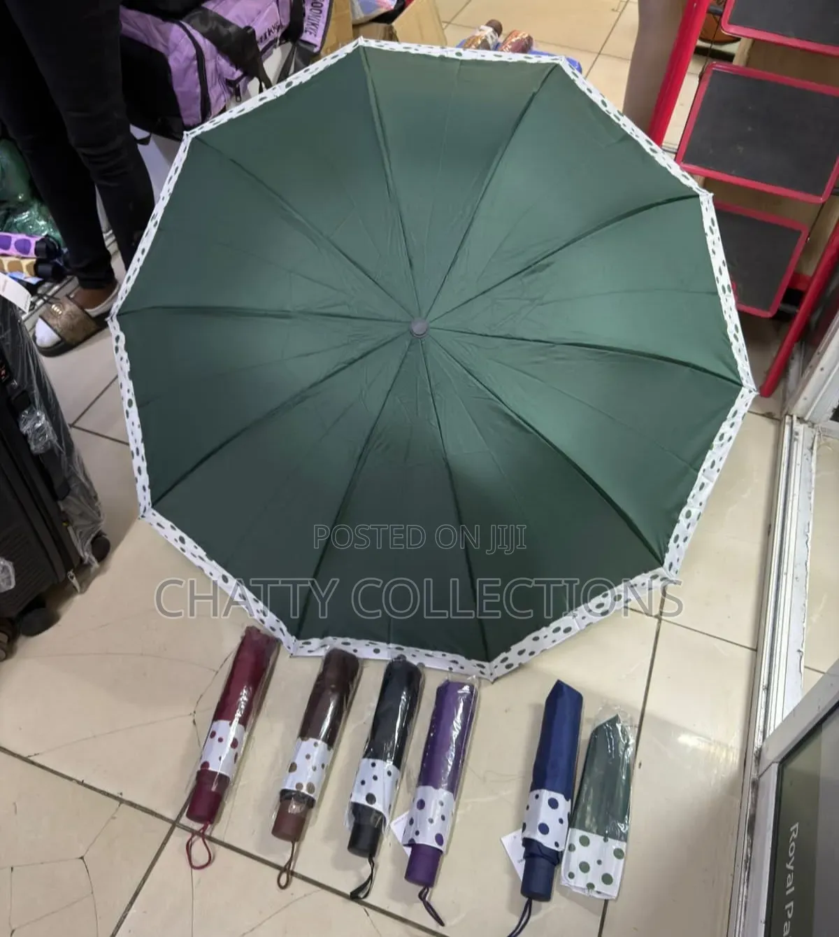 Dotted Adult Foldable Large Strong Umbrella With Press Opening