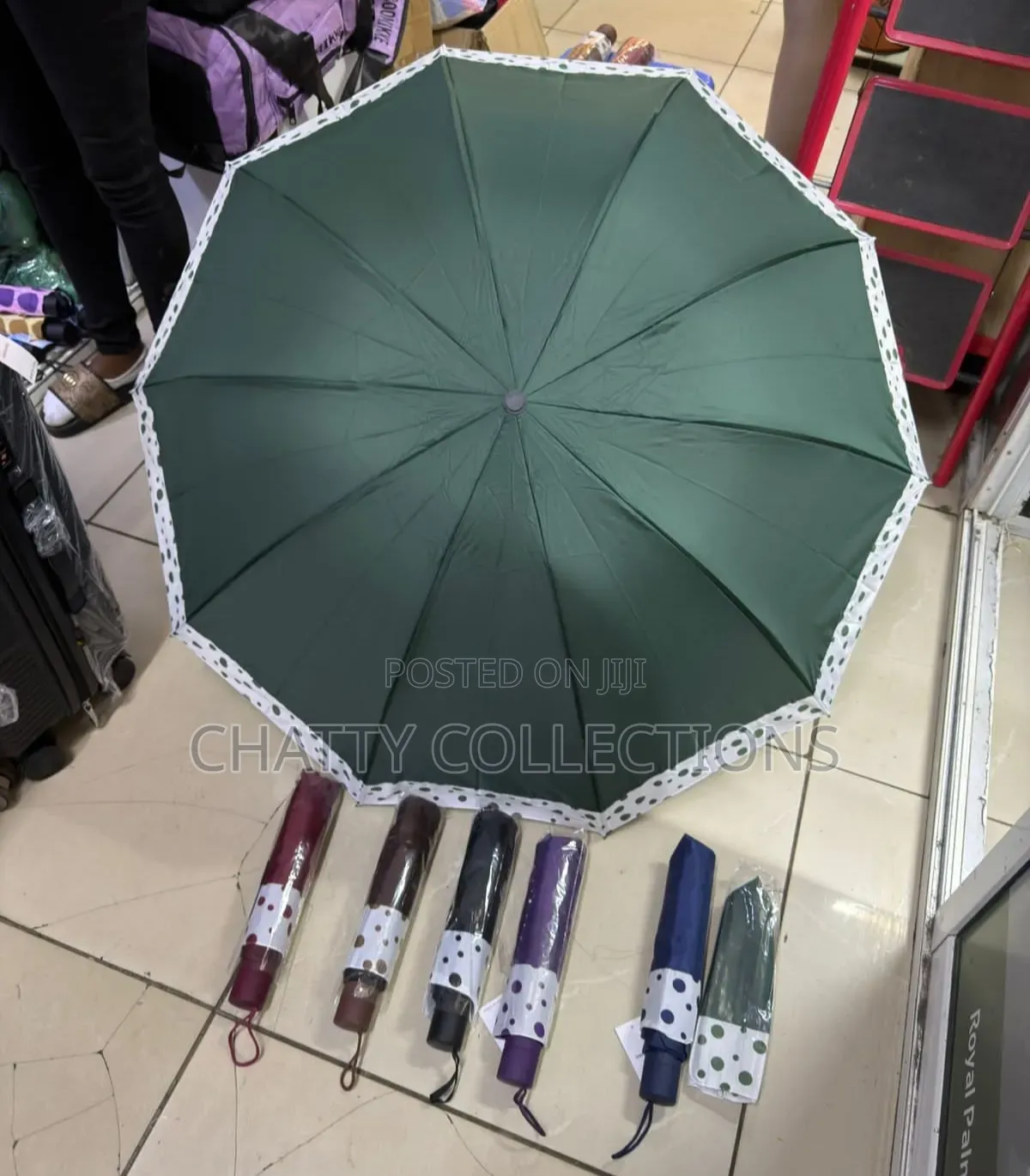 Dotted Adult Foldable Large Strong Umbrella With Press Opening