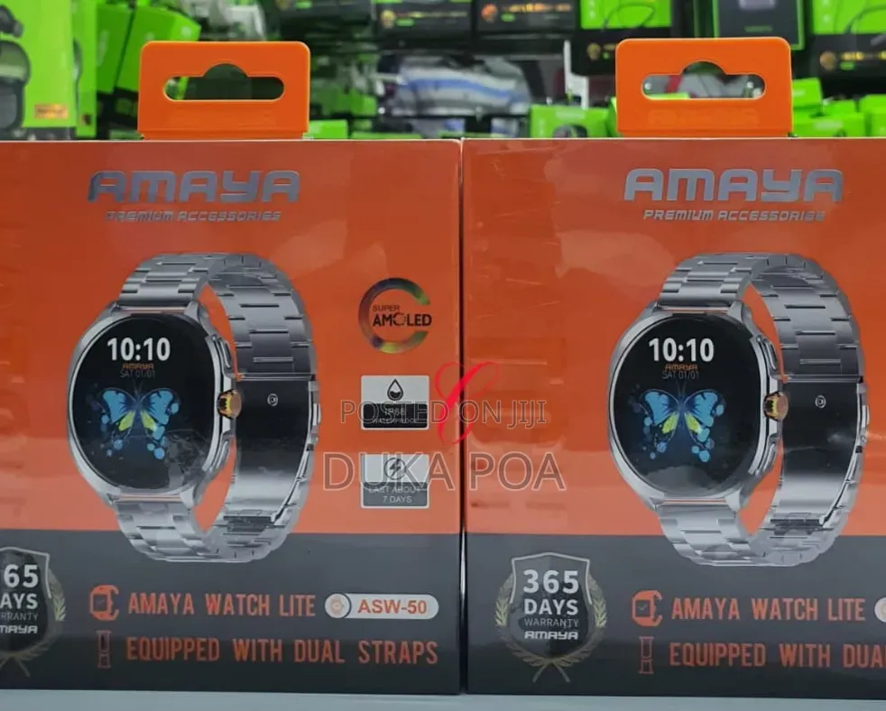 Amaya Watch Lite Amoled Metallic Smart Watch With Dual Straps