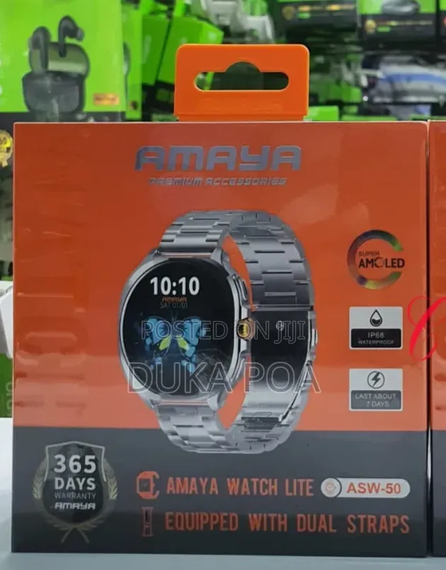 Amaya Watch Lite Amoled Metallic Smart Watch With Dual Straps
