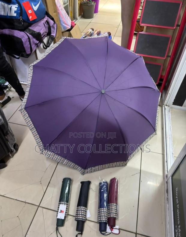 Checked Adult Foldable Large Strong Umbrella With Press Opening