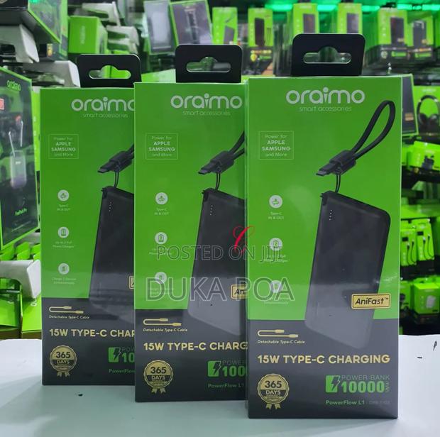 Oraimo Powerbank 15w 10000mah Power Bank With Detachable C Cable