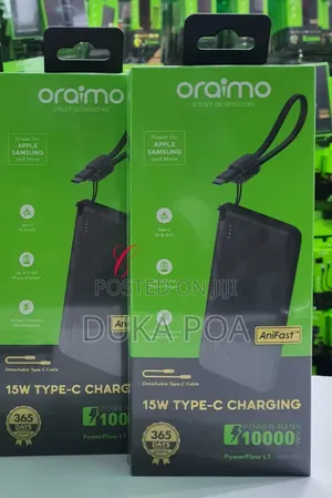 Oraimo Powerbank 15w 10000mah Power Bank With Detachable C Cable