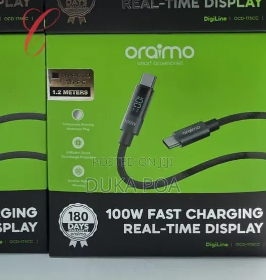 Oraimo 100w Cable 1.2m Type C to Type C Cable Digiline Ocd-175cc