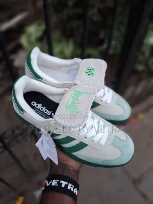 Adidas Samba-Stussy Green in Cream and Green Colourway.