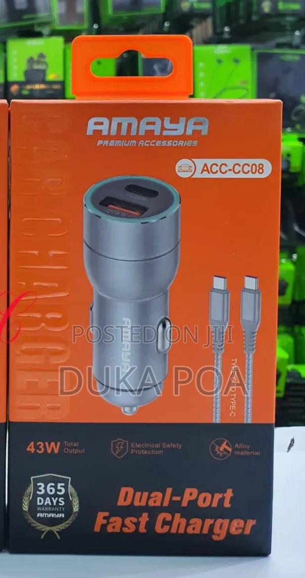 Amaya Car Charger 43w Dual Port Fast Car Charger