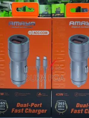 Amaya Car Charger 43w Dual Port Fast Car Charger