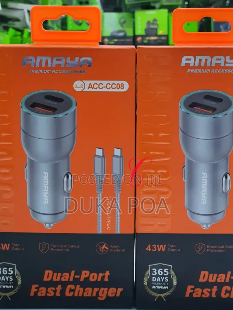 Amaya Car Charger 43w Dual Port Fast Car Charger