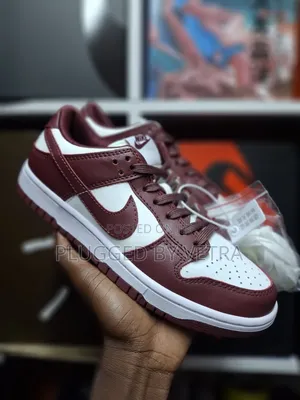 Nike Sb Dunks In*White and Dark Maroon Colourway*.