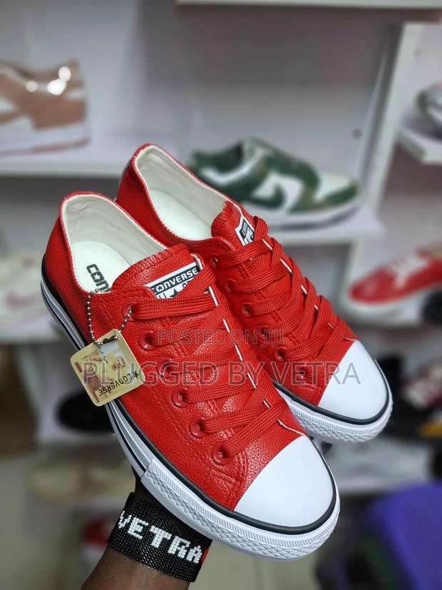 Converse Leather Rubbers in *Red White Colourway*