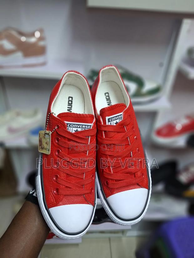 Converse Leather Rubbers in *Red White Colourway* - thumbnail 2
